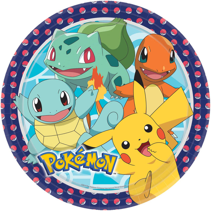 8 Plates Pokemon Round Paper 23 Cm Sup