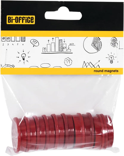 Bi-Office IM130509 30 mm Round Magnet - Red (Pack of 10