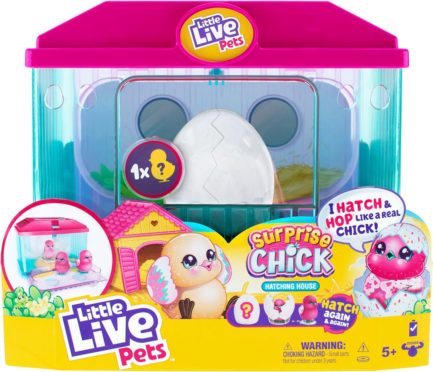Little Live Pets; Surprise Chick Hatching House; Cute Interactive Collectible Toy Chick Chirps & Taps; Hatches Out Of Egg & Hops About
