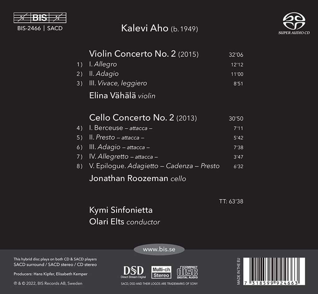 Kalevi Aho: Violin Concerto 2/Cello Concerto 2