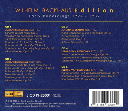 Wilhelm Backhaus: Edition: Early Recordings 1927-1939