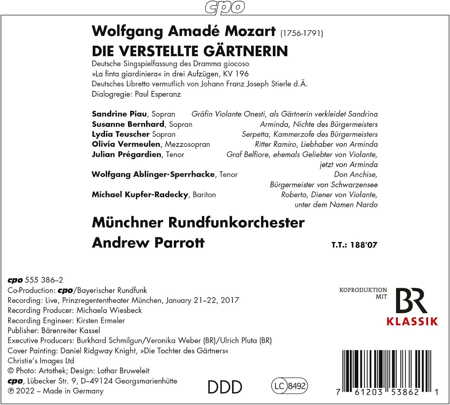 Wolfgang Amadé Mozart: Die Verstellte Gärtnerin