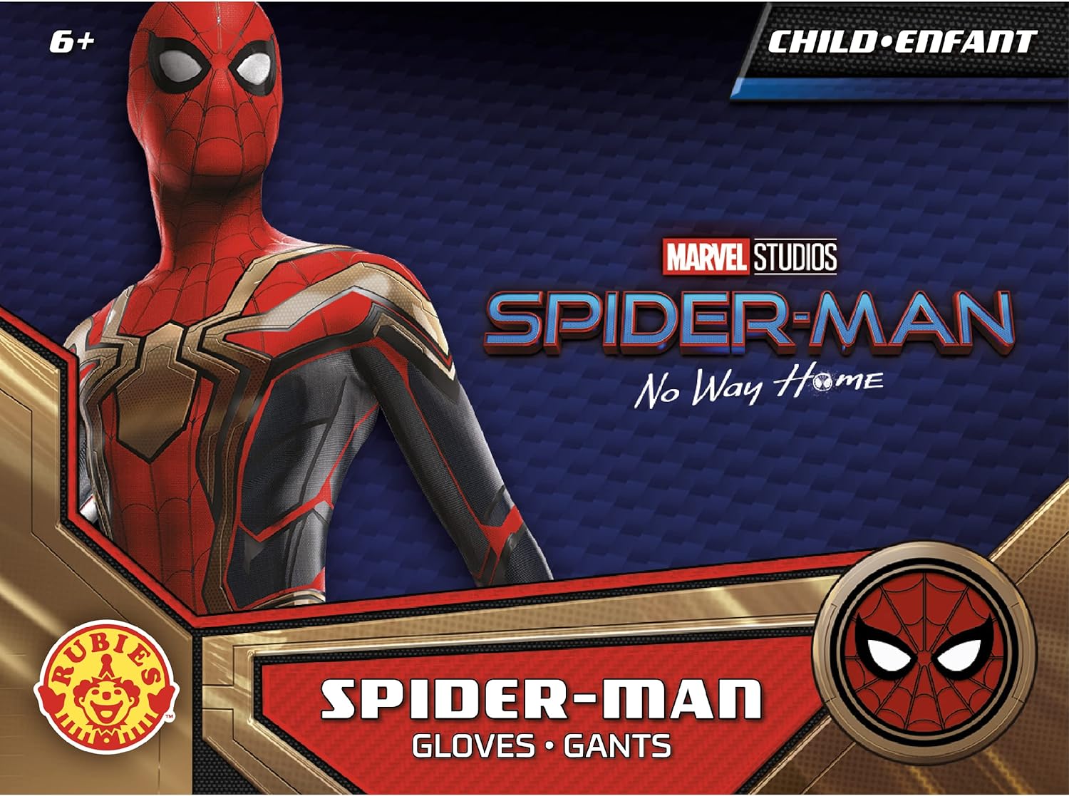 Rubie's Official Marvel Spider-Man 3 No Way Home Kids Dress Up Gloves Version 3, One Size Red/Black