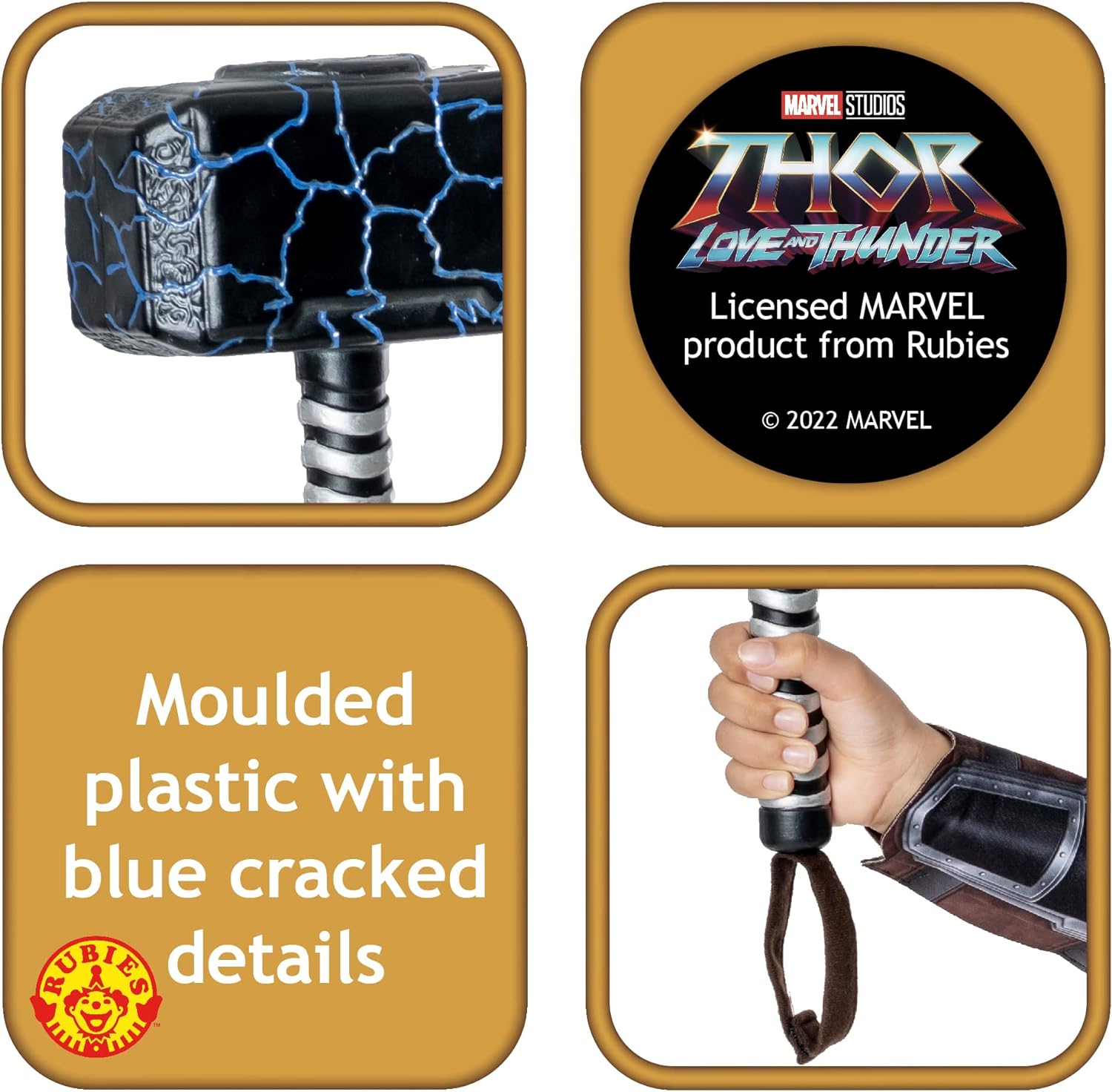 Rubies Official Marvel Thor Love & Thunder Movie, Mighty Thor Mjolnir Hammer