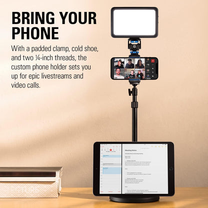 Elgato Mini Mount – Versatile Desktop Stand extendable up to 64 cm/25.2 in, Fully Adjustable, Phone Holder with Cold Shoe Mount, Device Slot, 1/4 inch Thread for Cameras, Lights, Mics and more