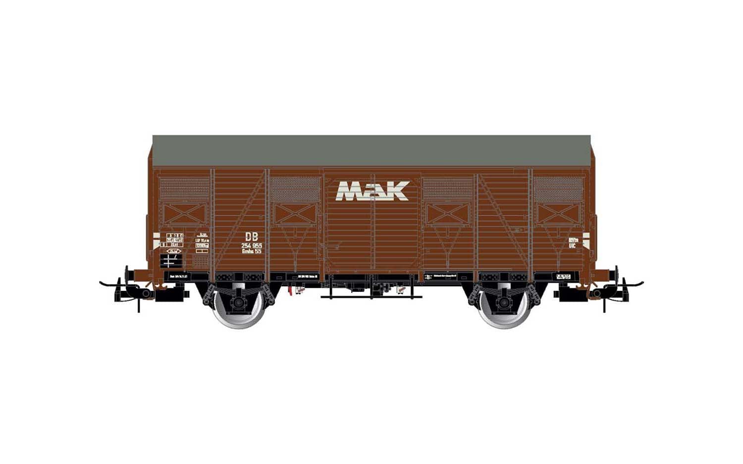 Rivarossi Railway - Rolling Stock HR6480 DB, 2-axle covered wagon type Gs, "MAK", period III