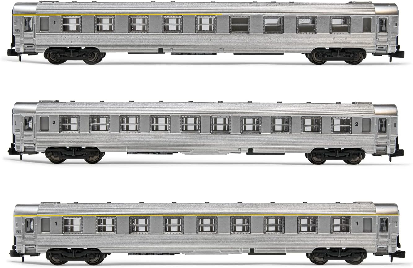 Arnold Railway - Rolling Stock HN4336 SNCF, 3-unit pack DEV Inox coaches, A9, A5 bar coach + B10, period III