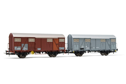Rivarossi Railway - Rolling Stock HR6508 FS, 2-units pack service wagons VGs with with flat walls + VGhs with low aerators, brown/light grey livery, ep. V