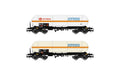 Rivarossi FS, 2-unit pack, tank wagon 4 axles Zags/Zas "Sogetank", white with/without orange stripe, ep. V