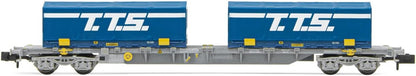 Arnold ERR, 2-unit set 4-axle tank wagons, 1x green/grey + 1 x  light blue/dark blue livery, period VI