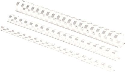 Fellowes A4 8mm Plastic Binding Combs for Comb Binding Machine Binds 21 to 40 Pages - White, Pack of 100