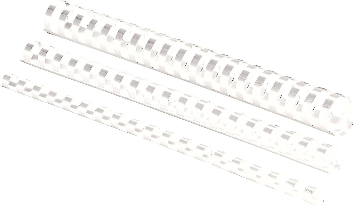 Fellowes A4 8mm Plastic Binding Combs for Comb Binding Machine Binds 21 to 40 Pages - White, Pack of 100 White 8 mm