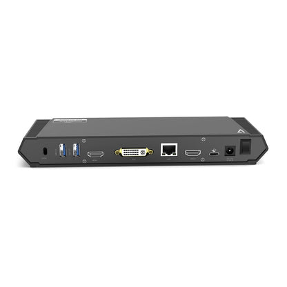 V7 USB-C Triple DisplayLink Docking Station, 65W Power Delivery, 2 x HDMI ports, DVI port, 4 x USB A Ports, 2 x USB-C ports, Power Supply with US/EU/UK plugs included