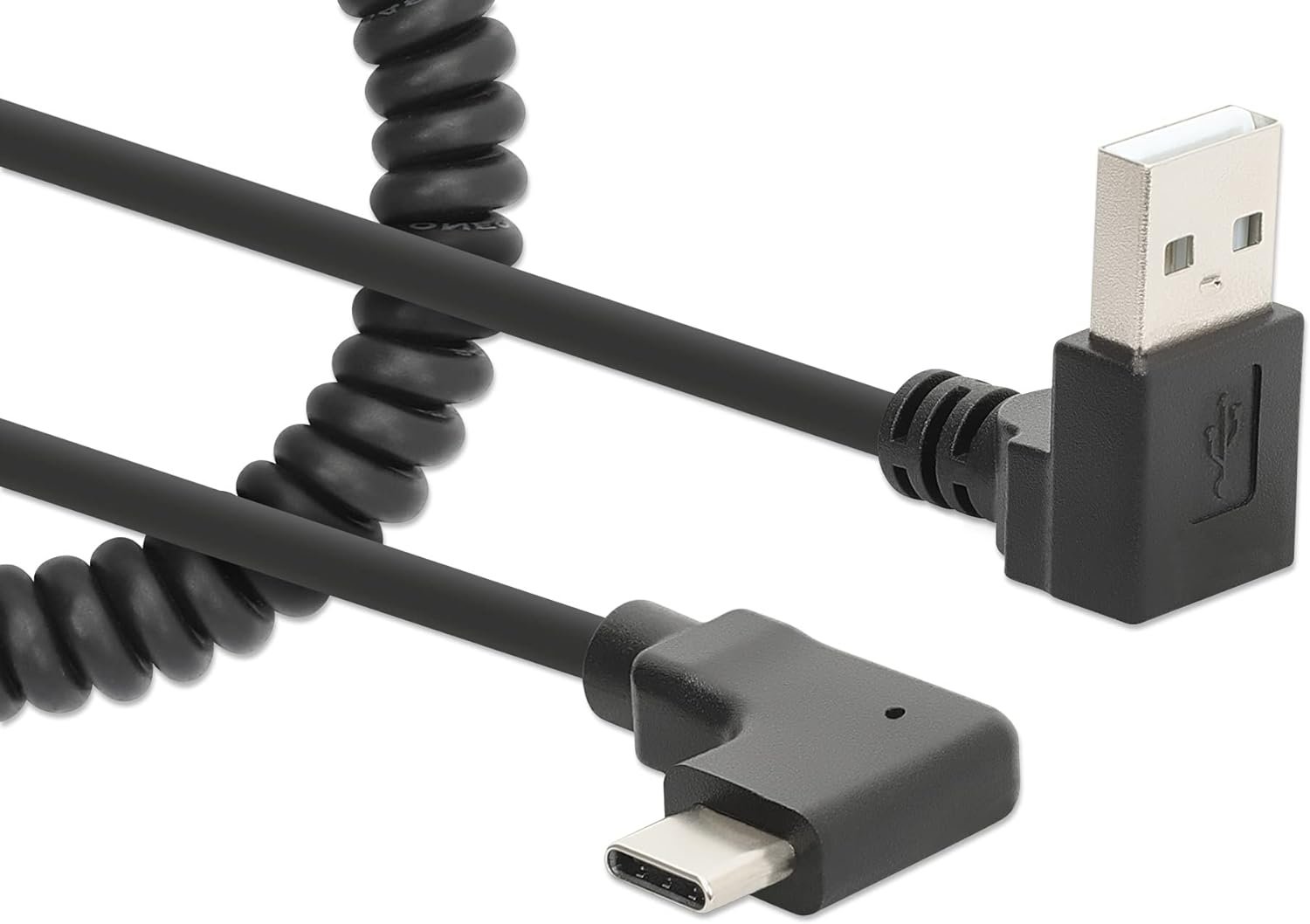 Manhattan Coiled Cable USB-A to USB-C Charging Cable 1 m Black