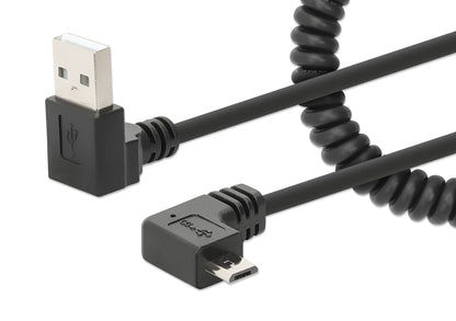 Manhattan Coiled Cable USB-A to Micro USB Charging Cable 1 m Black