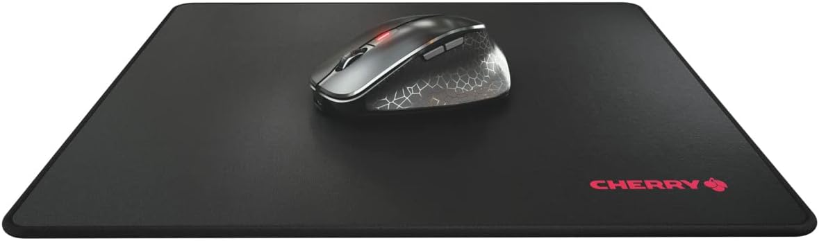 CHERRY MP 1000, PREMIUM MOUSEPAD XL, 30 cm x 35 cm, sewn edges, suitable for all mouse sensors, non-slip, can be rolled up, black