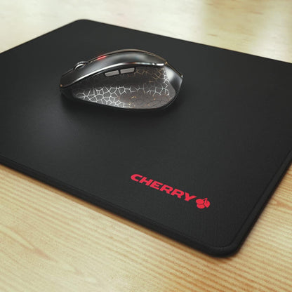 CHERRY MP 1000, PREMIUM MOUSEPAD XL, 30 cm x 35 cm, sewn edges, suitable for all mouse sensors, non-slip, can be rolled up, black
