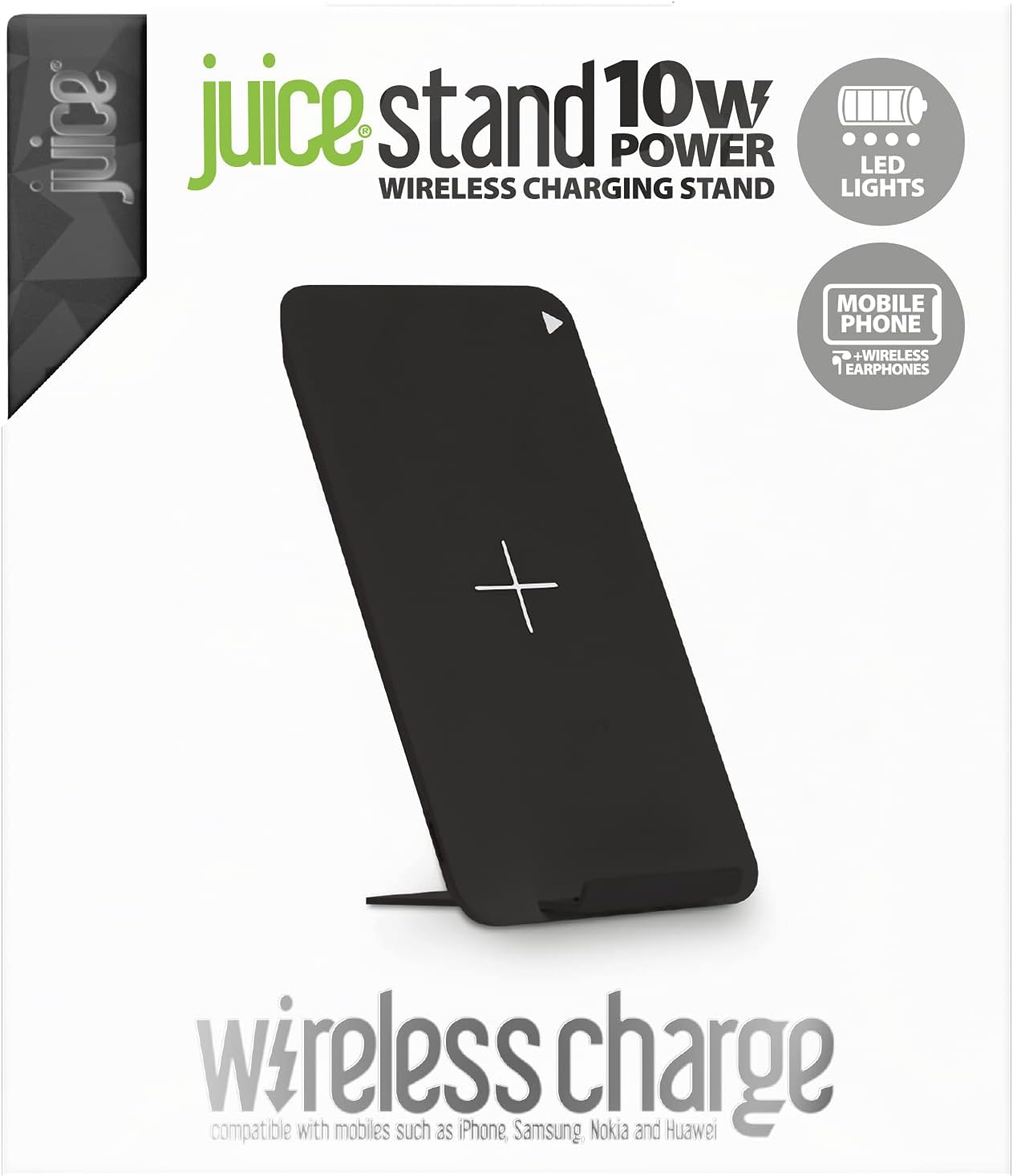Juice 10W Wireless Charging Stand | Qi Compatible Fast Charge Your iPhone or Samsung, Huawei Wirelessly | Universal Wireless Charging