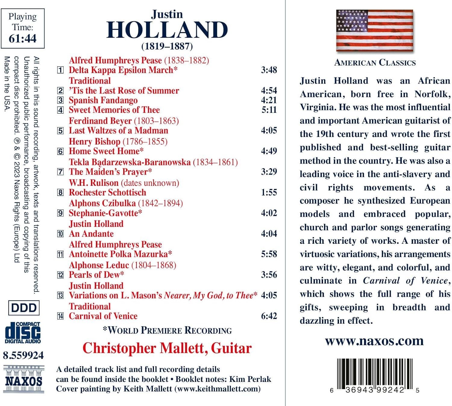 Justin Holland: Guitar Works and Arrangements