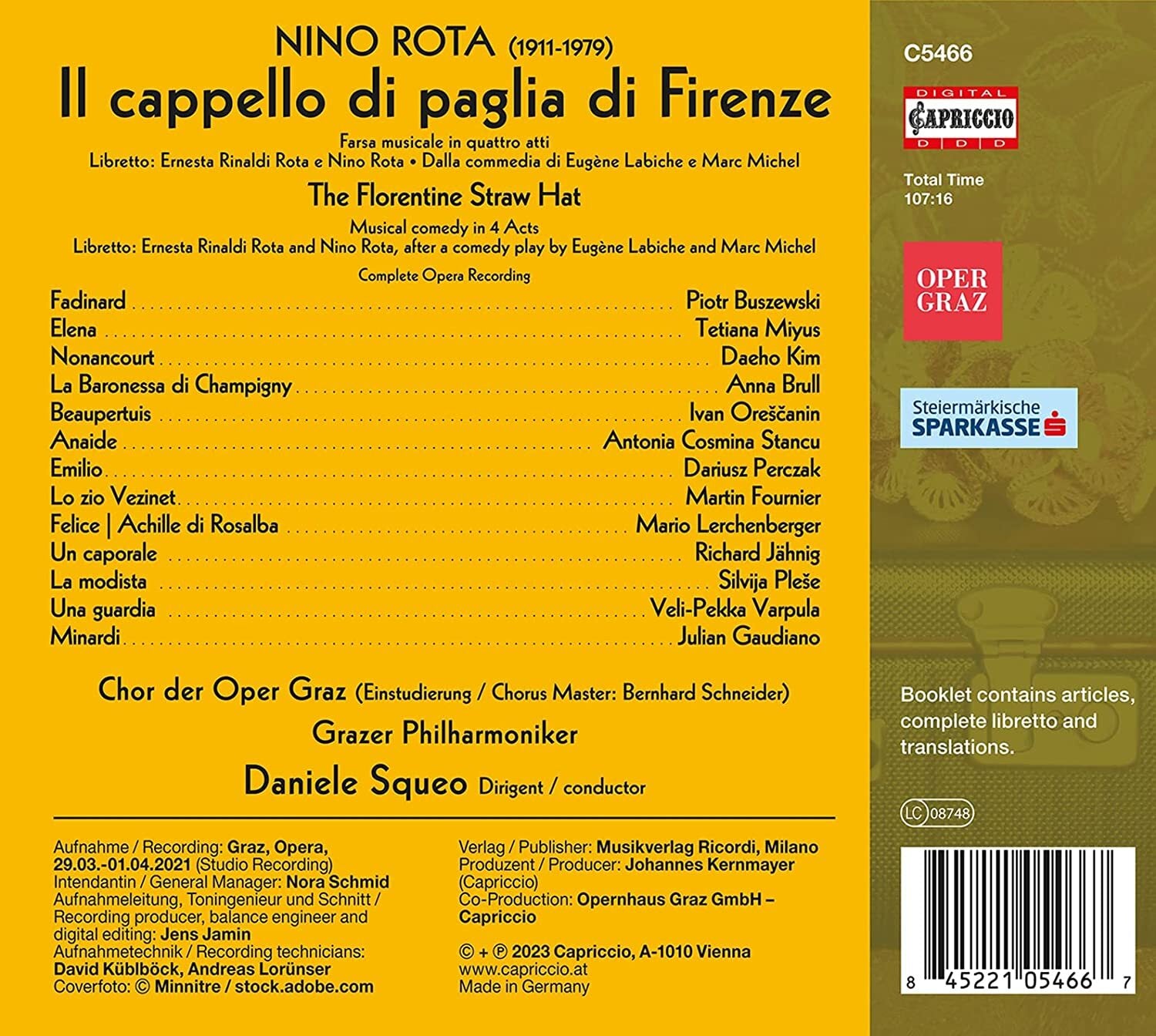 Nino Rota: Il Cappello Di Paglia Di Firenze: The Florentine Straw Hat