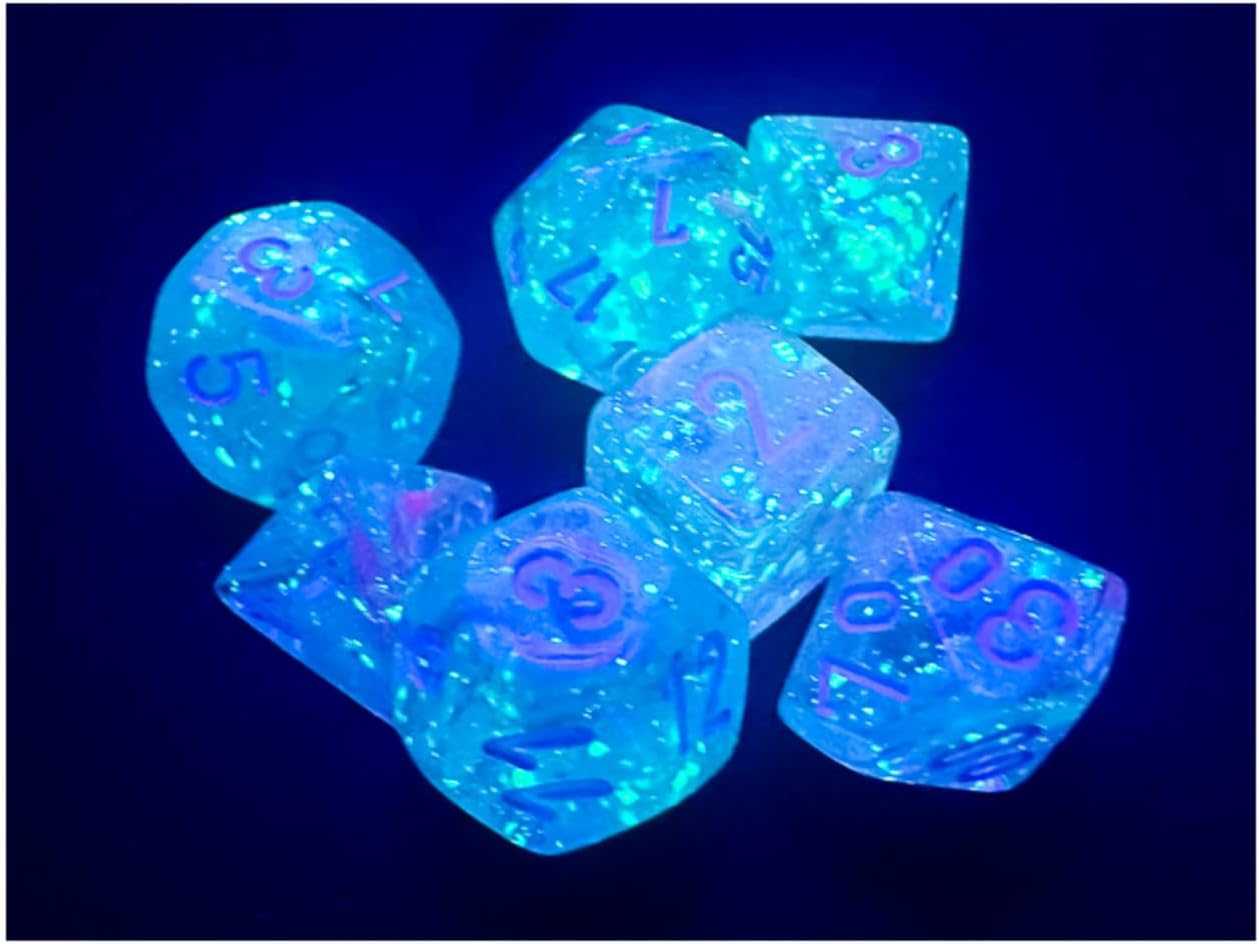 Wisteria Nebula Mini Dice with White Colored Numbers 10mm (3/8in) Set of 7 Chessex