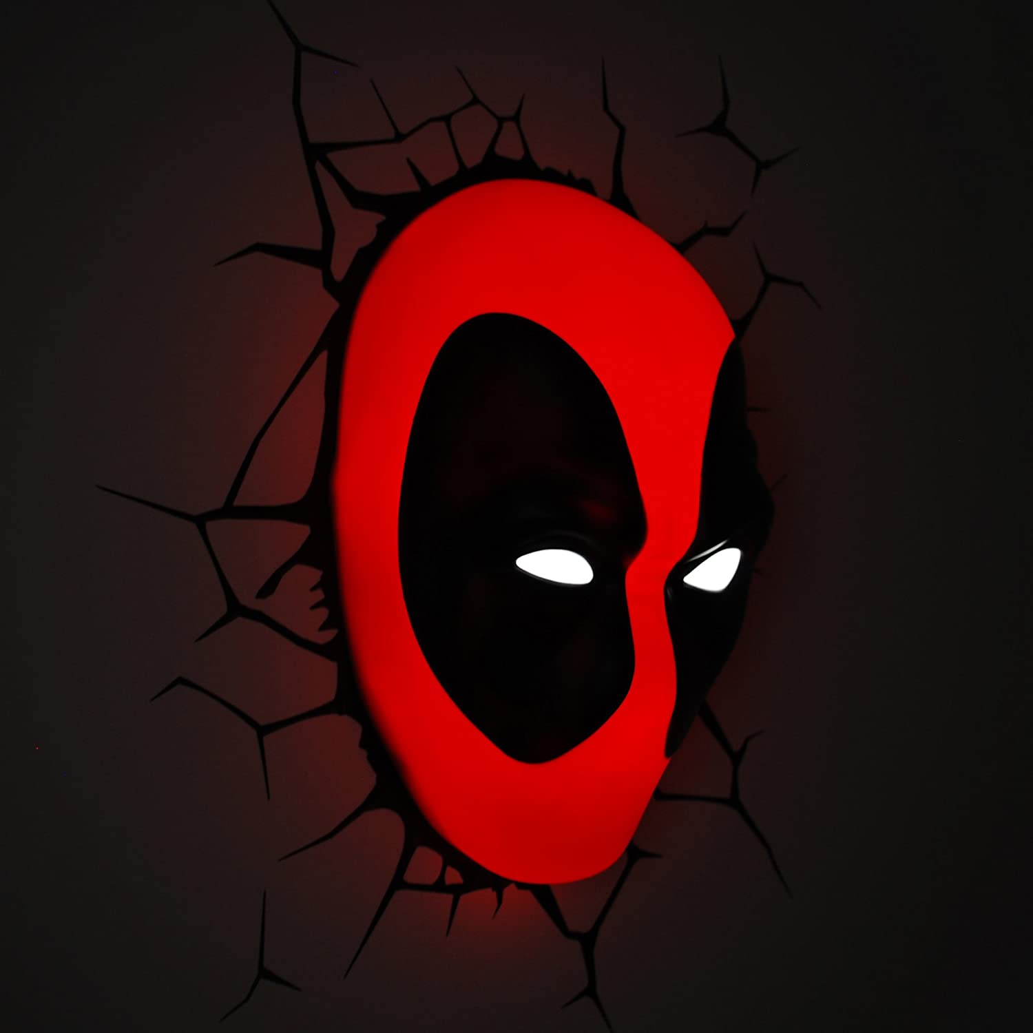 The Source Wholesale 20023 Marvel 3D Deco Light Deadpool,Plastic, Red/Black