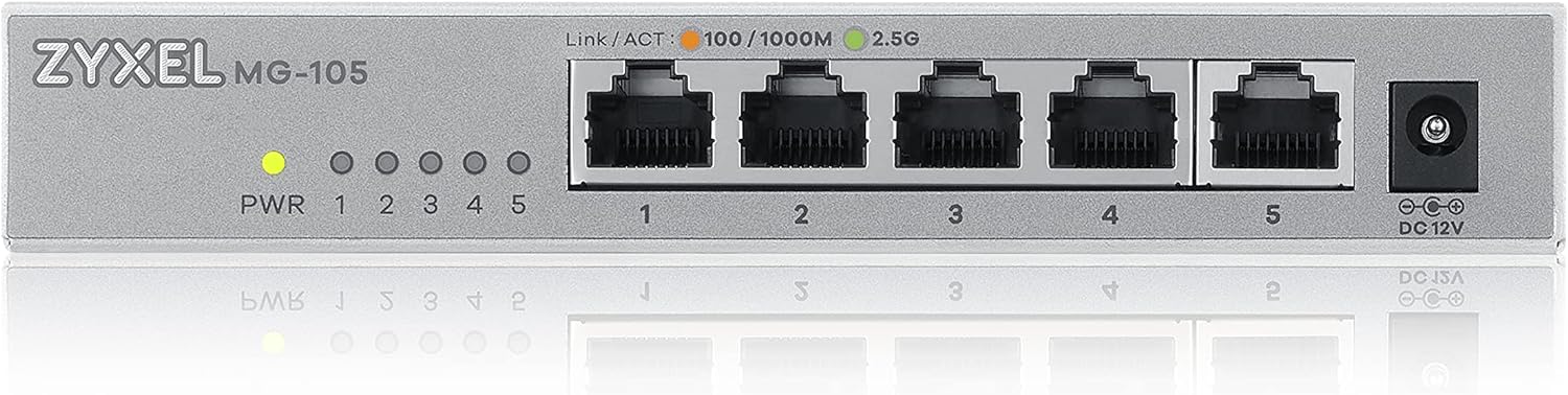 Zyxel 5-Port 2.5G Multi-Gigabit Unmanaged Switch for Home Entertainment or SOHO Network