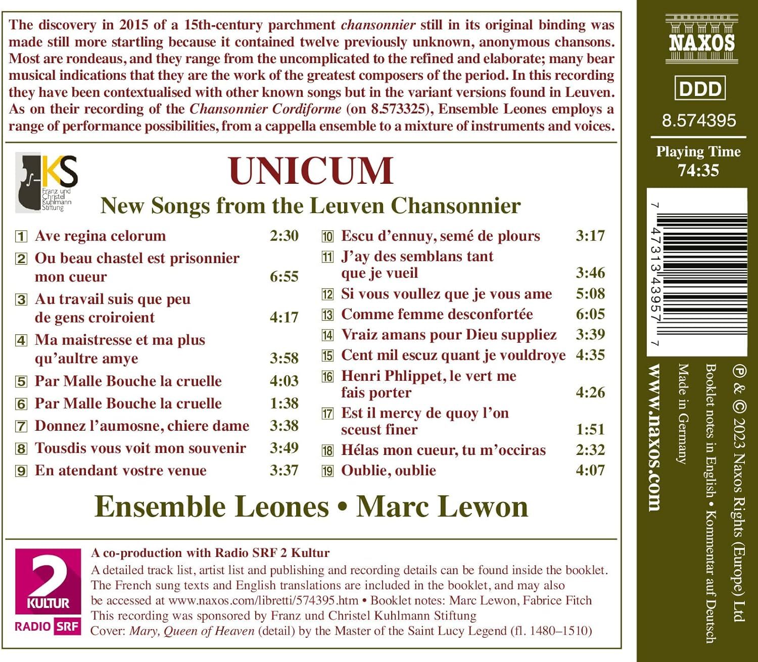 Unicum: New Songs from the Leuven Chansonnier