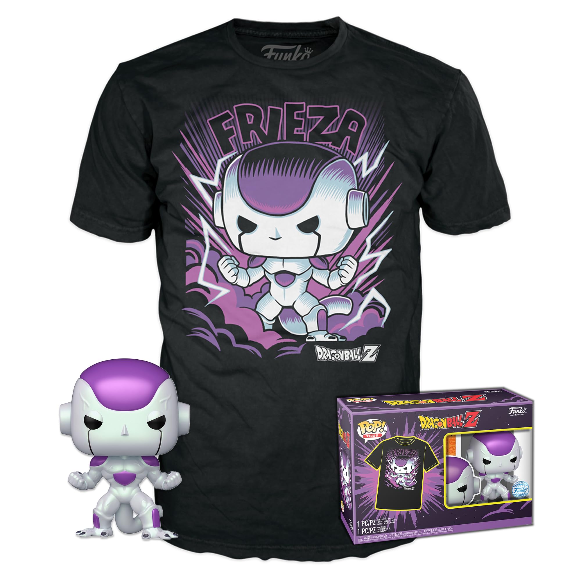 Funko Pop! & Tee: DBZ - Frieza FF - Medium - Dragon Ball Z - T-Shirt - Clothes With Collectable Vinyl Figure - Gift Idea - Toys and Short Sleeve Top for Adults Unisex Men and Women - Anime Fans