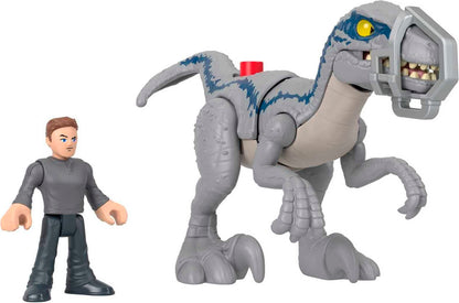 Imaginext Jurassic World Dominion Dinosaur Toy Set with Blue and Owen Grady for Preschool Pretend Play, Breakout Blue