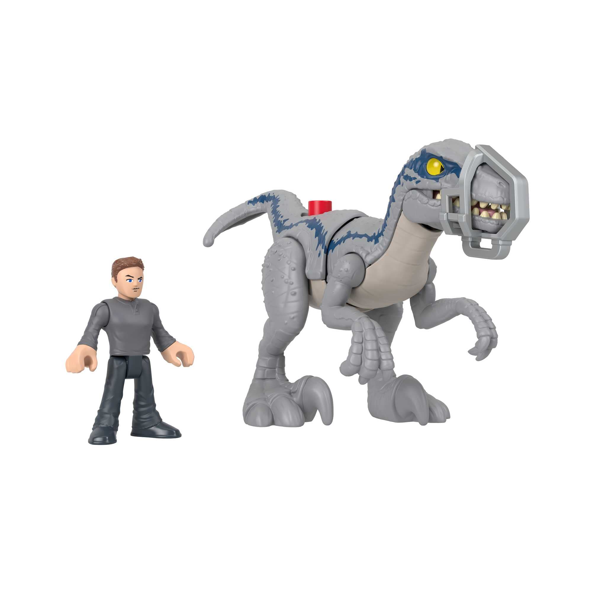 Imaginext Jurassic World Dominion Dinosaur Toy Set with Blue and Owen Grady for Preschool Pretend Play, Breakout Blue