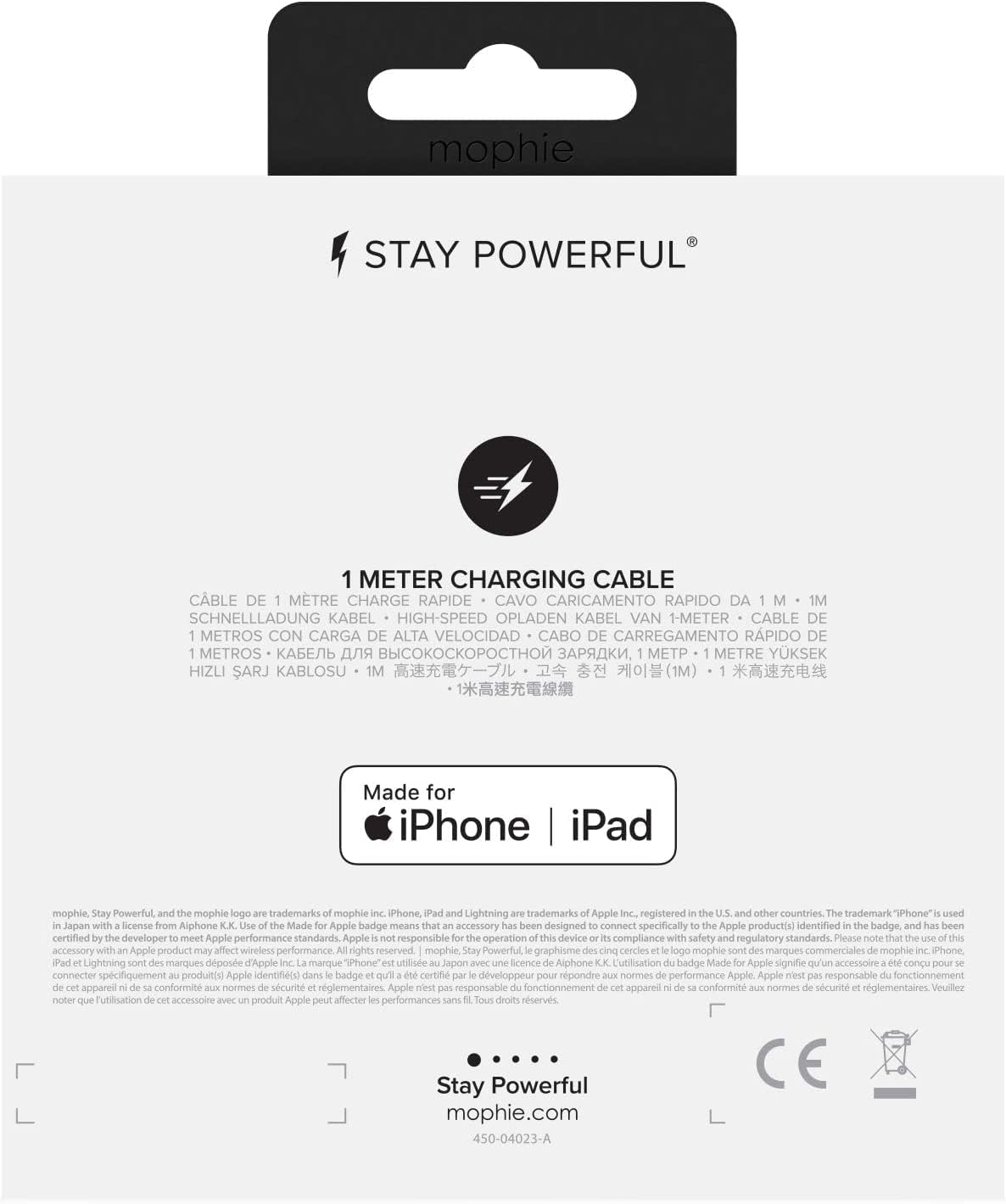 ZAGG mophie USB-A USB-C USB 3 Way Connection Cable - 1M - White