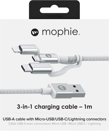 ZAGG mophie USB-A USB-C USB 3 Way Connection Cable - 1M - White