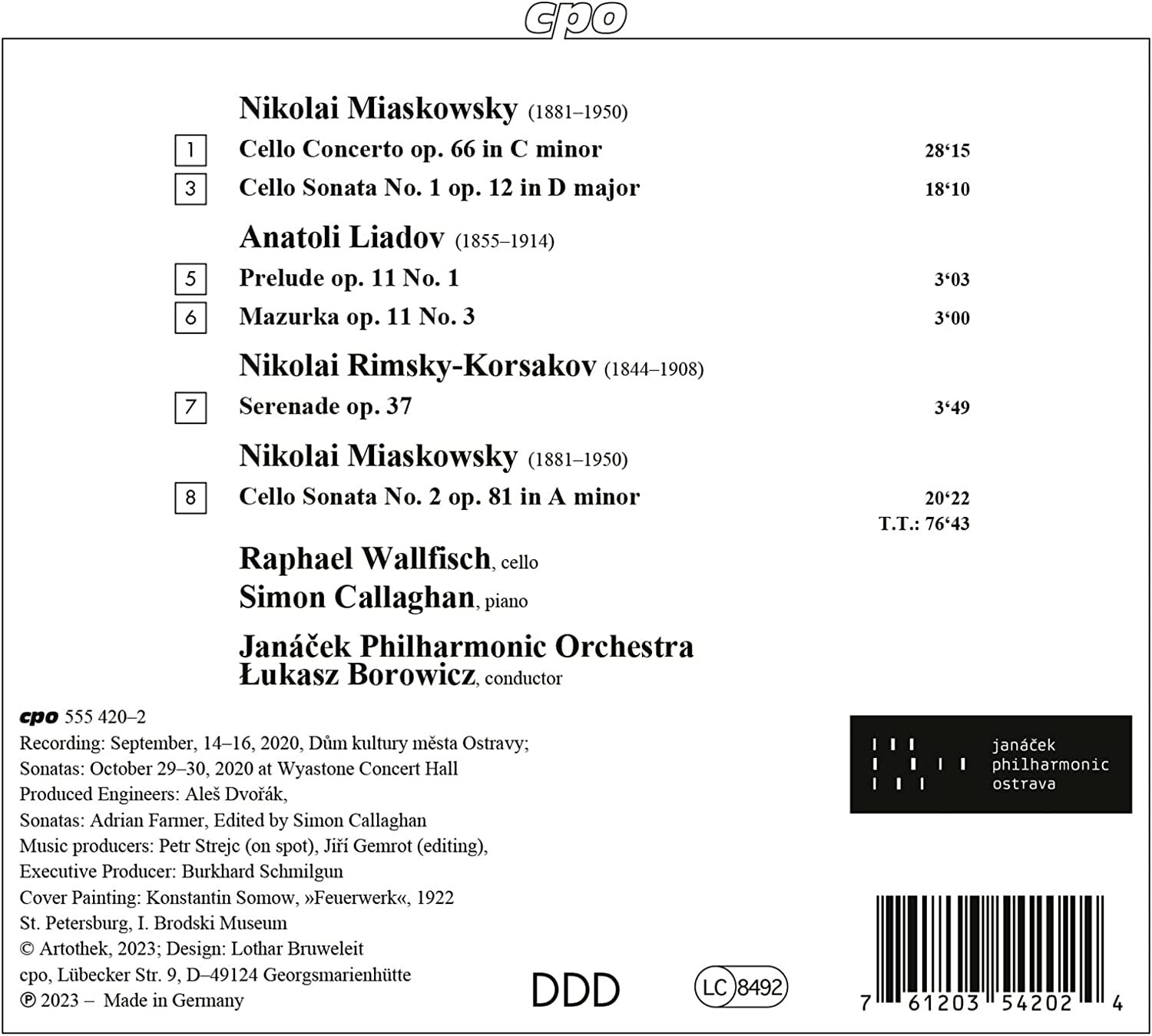 Nikolai Miaskowsky: Cello Concerto Op. 66/Cello Sonatas 1 & 2/...