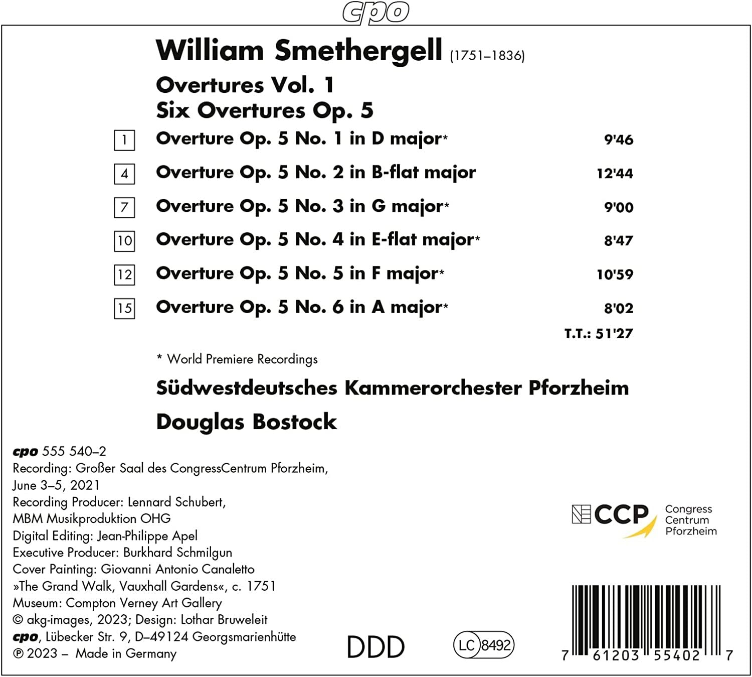 William Smethergell: Six Overtures, Op. 5