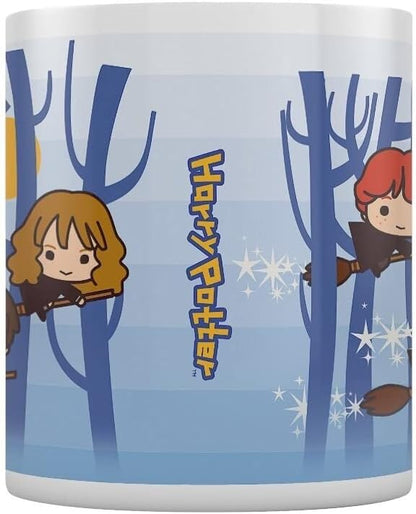 Pyramid International Harry Potter Ceramic Mug with Japanese Style Chibi Illustrations of Harry, Ron and Hermione Flying - Official Merchandise