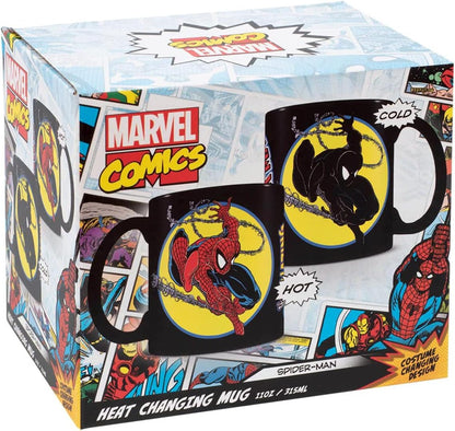 Marvel Spider-Man Heat Change Mug (Spider-Man Iconic Costume Design) 11oz Ceramic Coffee Mug, Gifts for Boys and Girls, Heat Changing Mugs for Women and Men - Official Merchandise