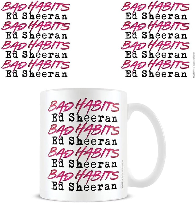Pyramid International Ed Sheeran Coffee Mug with Bad Habits Repeat Design in Presentation Gift Box 11oz - Official Merchandise