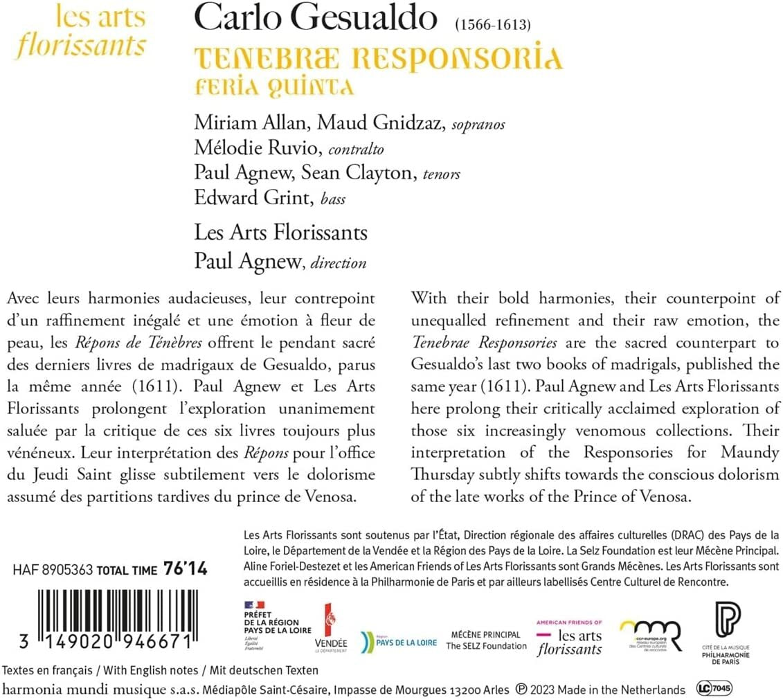 Gesualdo: Tenebræ Responsoria, Feria Quinta