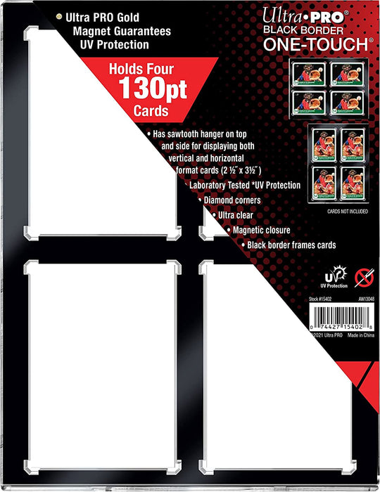 Ultra Pro 130PT 4-Card Black Border UV ONE-TOUCH Magnetic Holder