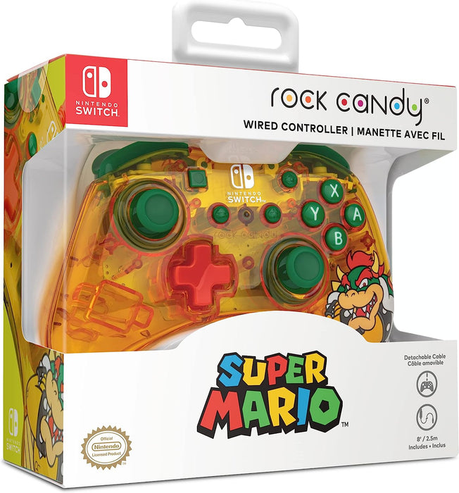 PDP Rock Candy Wired Gaming Switch Pro Controller - Official License Nintendo - OLED / Lite Compatible - Compact, Durable Travel Controller - Bowser