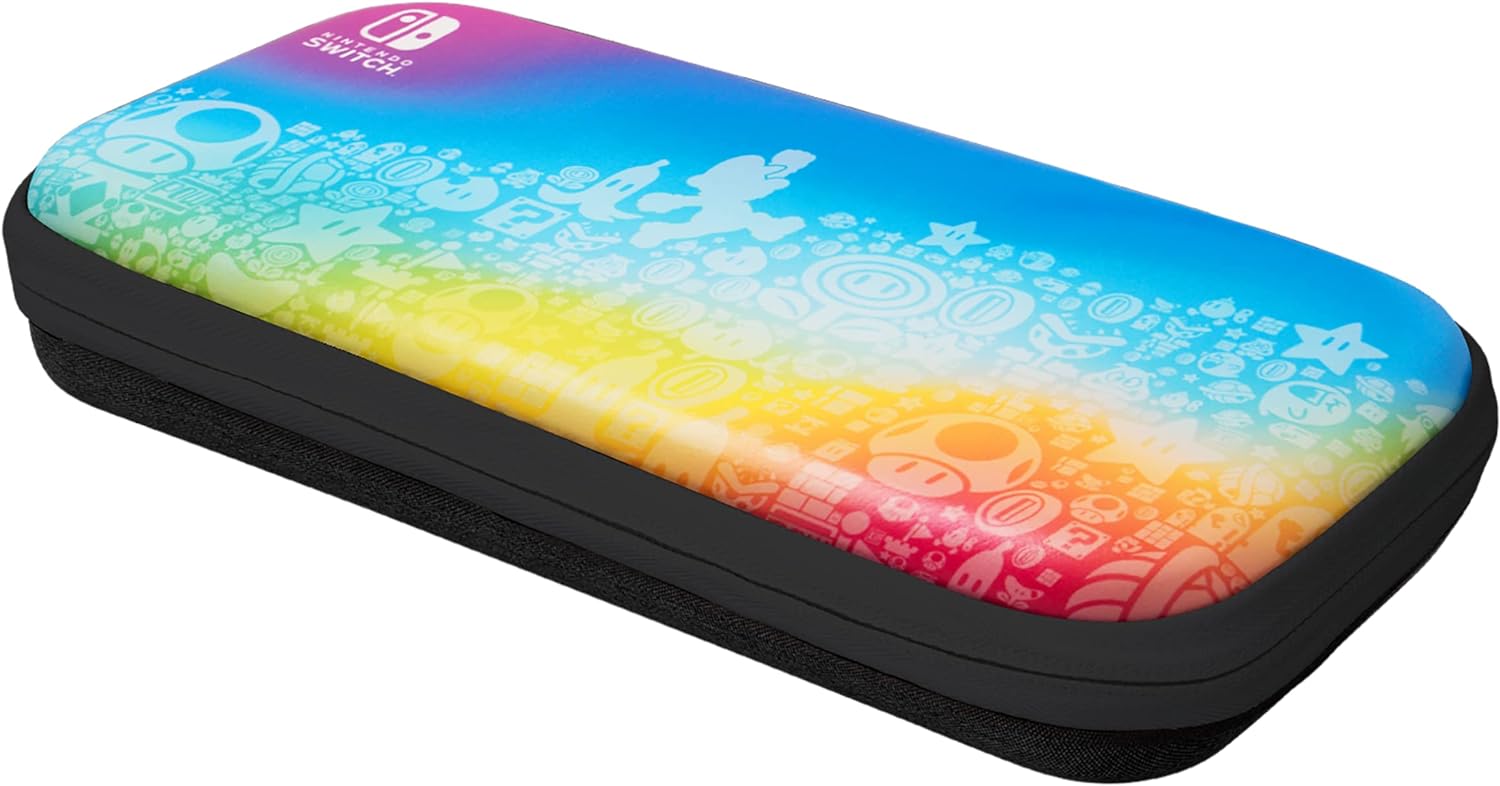 PDP Gaming Officially Licensed Switch Slim Deluxe Travel Case - STAR SPECTRUM - Semi-Hardshell - Console Stand - Protective PU Leather - Holds 14 Games - Works with Switch OLED & Lite Star spectrum Pi