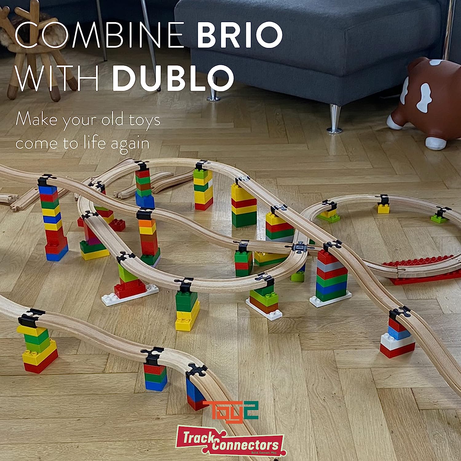 Builder Set Small | 12 Brio Duplo Compatible Adapters | Compatible with all other brands