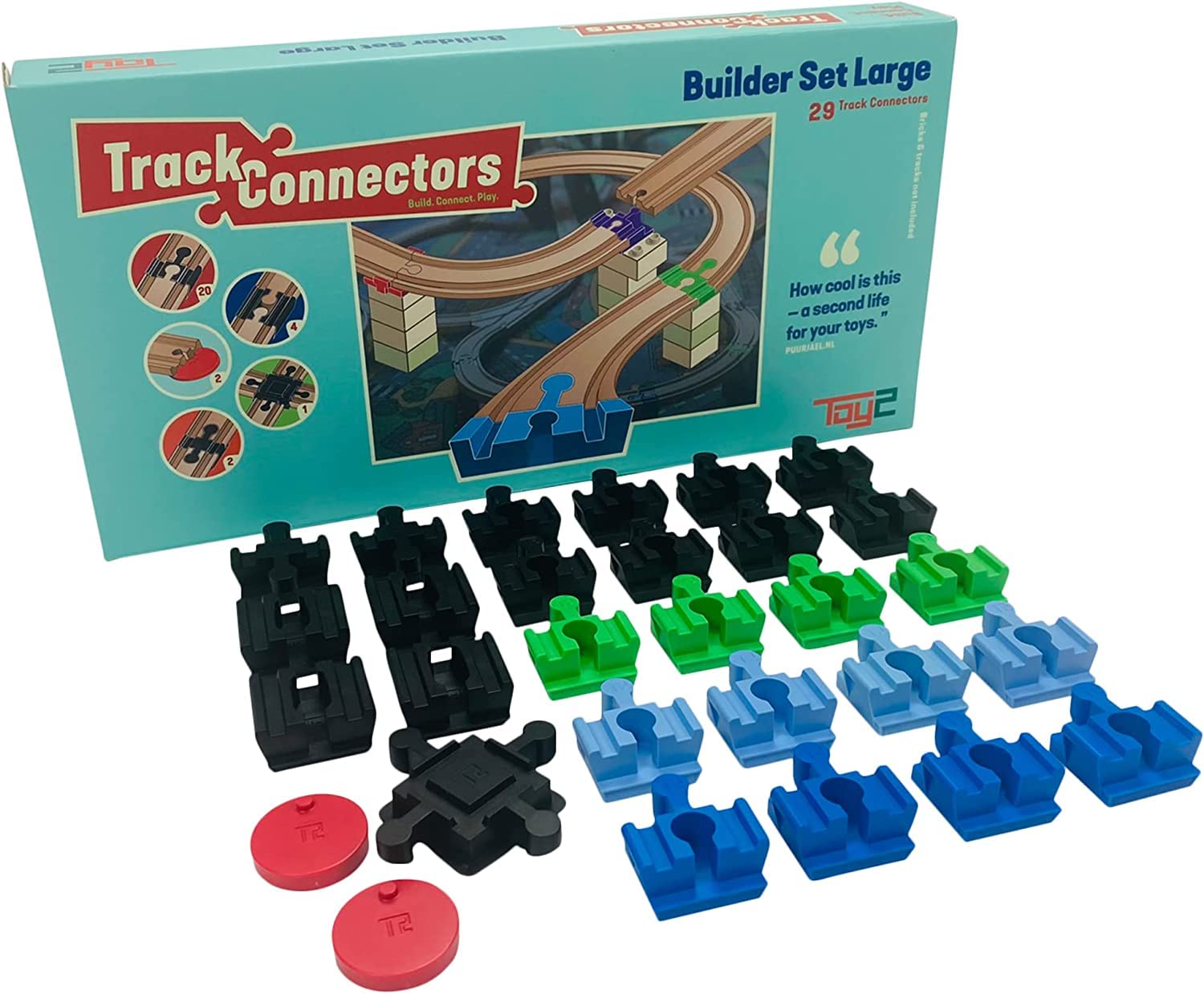 Builder Set Large | 29 Brio Duplo Connectors | Compatible with all brands