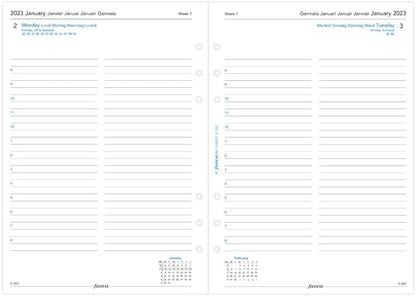Filofax A5 day per page 5 language appointments diary - 2023, White,23-68515