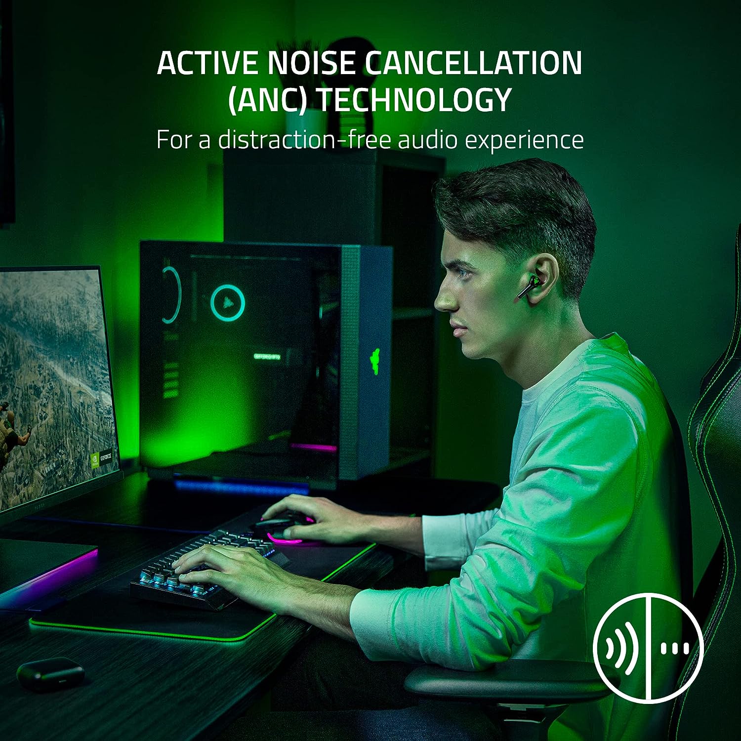 Razer Hammerhead HyperSpeed - Wireless Multi-Platform Gaming Earbuds for Xbox (HyperSpeed Wireless, Active Noise Cancellation, Bluetooth 5.2, Up to 30 Hours of Battery Life) Black Hammerhead HyperSpeed Black