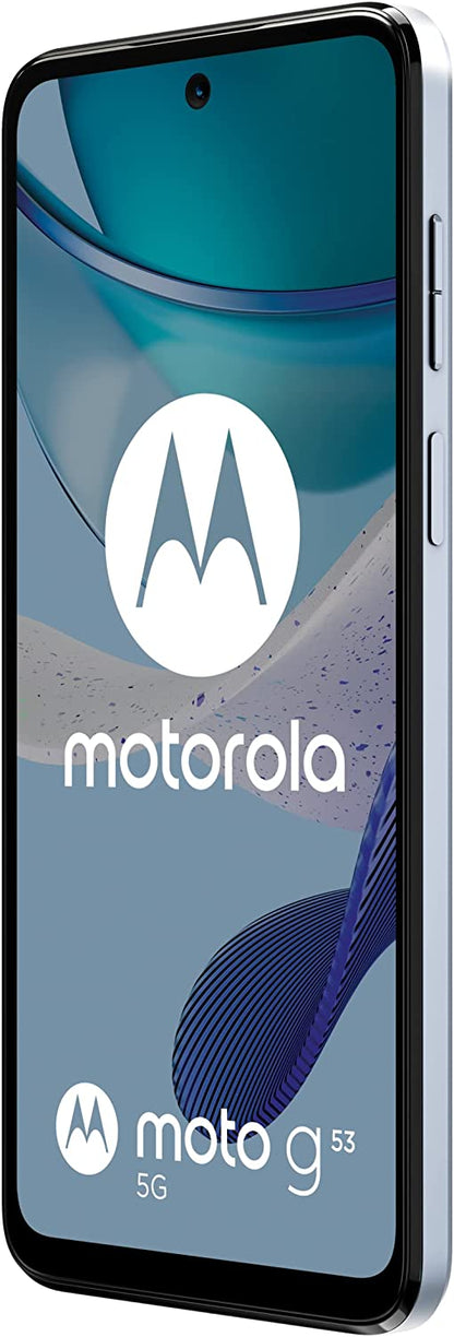 Motorolo moto (g53 5G, 6.5 Inch 120 Hz Display, 50 MP Camera, Dolby Atmos Stereo Speakers, 5000 mAh Battery,TurboPower Charging, 5G, Snapdragon 480+ Processor, 4/128 GB, Dual SIM), Arctic Silver