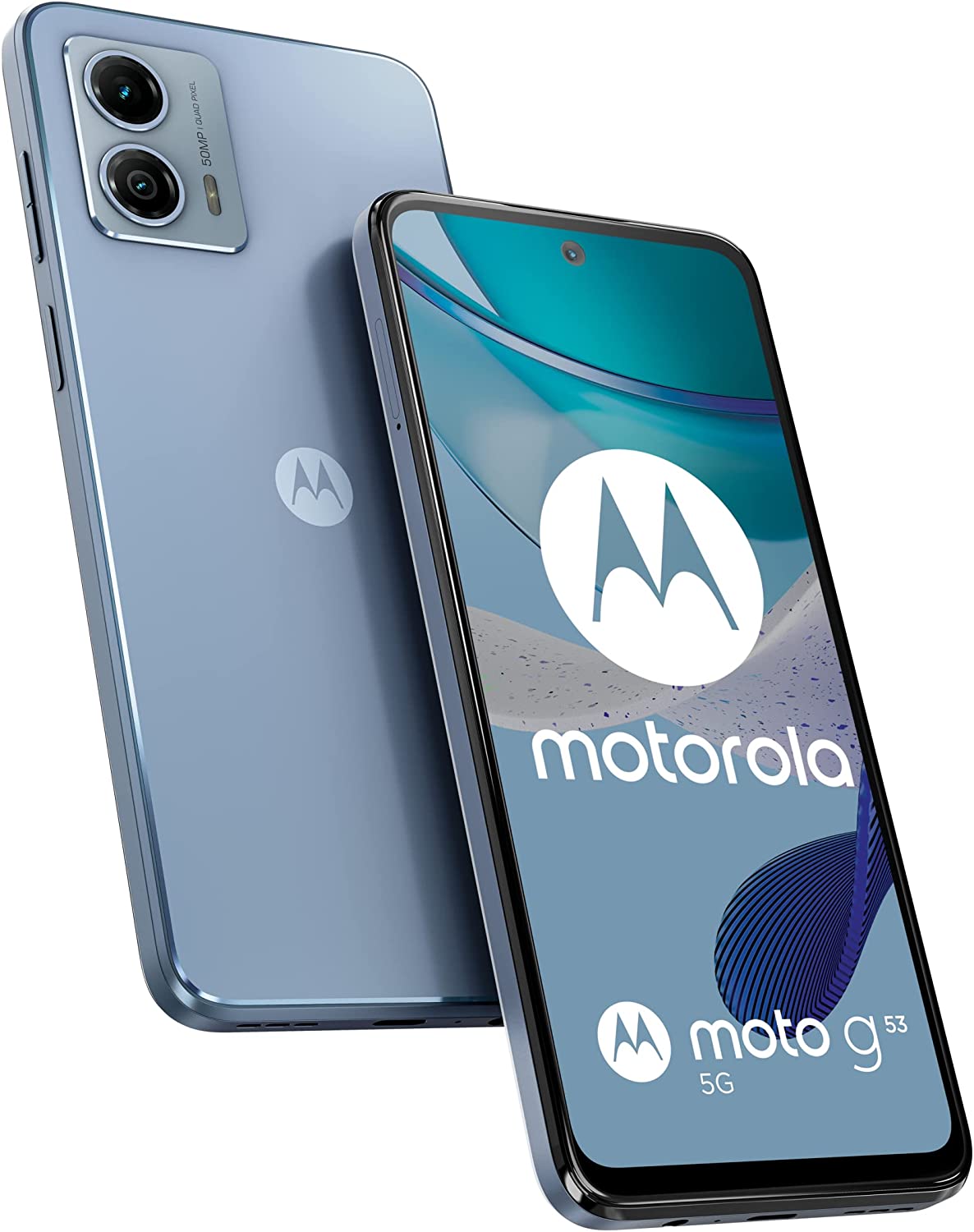 Motorolo moto (g53 5G, 6.5 Inch 120 Hz Display, 50 MP Camera, Dolby Atmos Stereo Speakers, 5000 mAh Battery,TurboPower Charging, 5G, Snapdragon 480+ Processor, 4/128 GB, Dual SIM), Arctic Silver