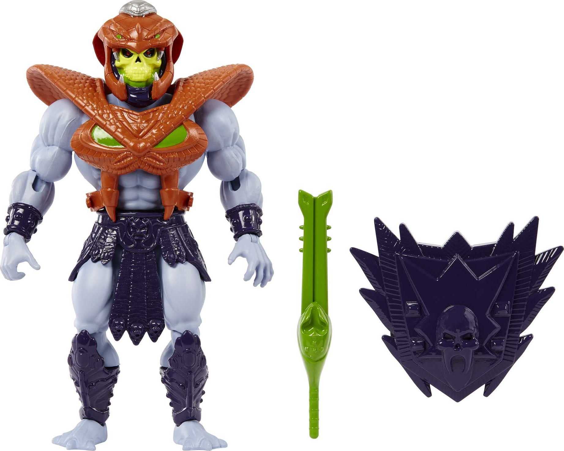 Masters of the Universe Origins Action Figure, Rise of Snake Men Snake Armor Skeletor, Articulated Collectible MOTU Toy with Accessory and Mini Comic, HKM68