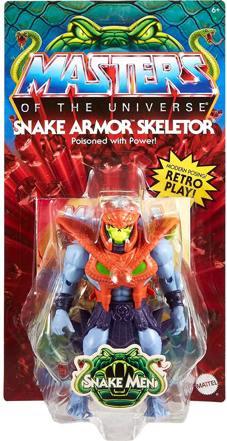 Masters of the Universe Origins Action Figure, Rise of Snake Men Snake Armor Skeletor, Articulated Collectible MOTU Toy with Accessory and Mini Comic, HKM68